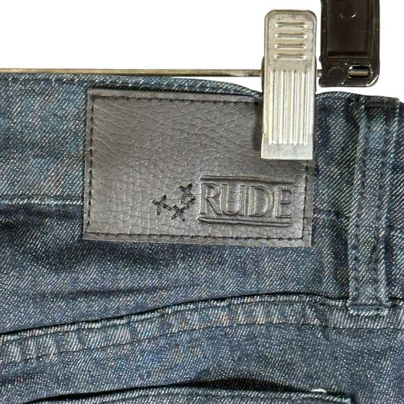 RUDE Hot Topic NWT Men's 26x34 Dark Indigo Blue Super Skinny Jeans Stretch - Picture 9 of 10